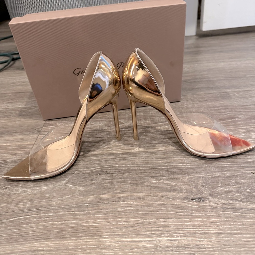 GIANVITO ROSSI POINTED TOE ROSE GOLD D’ORSAY PUMP - Picture 5 of 10